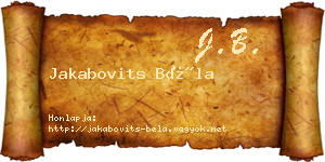 Jakabovits Béla névjegykártya