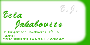 bela jakabovits business card